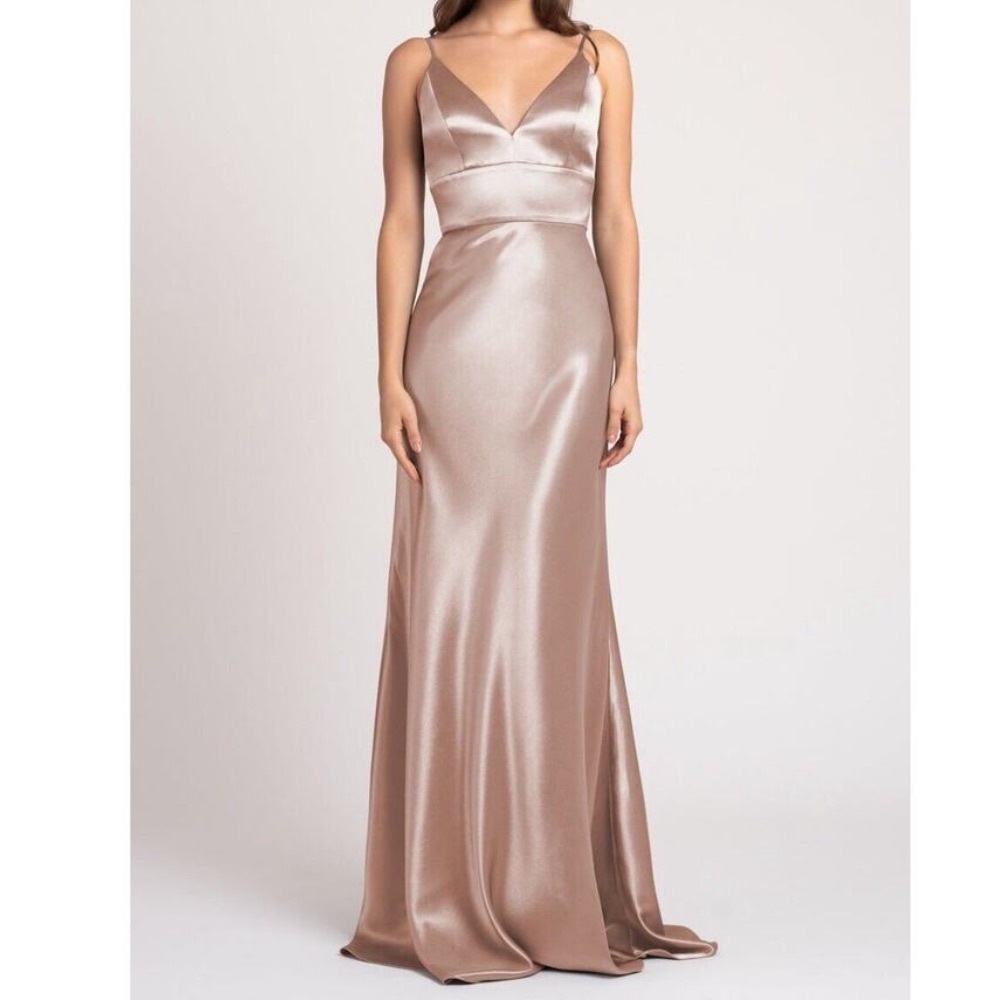 Jenny Yoo Brenna Petal Satin Back Crepe Dress
